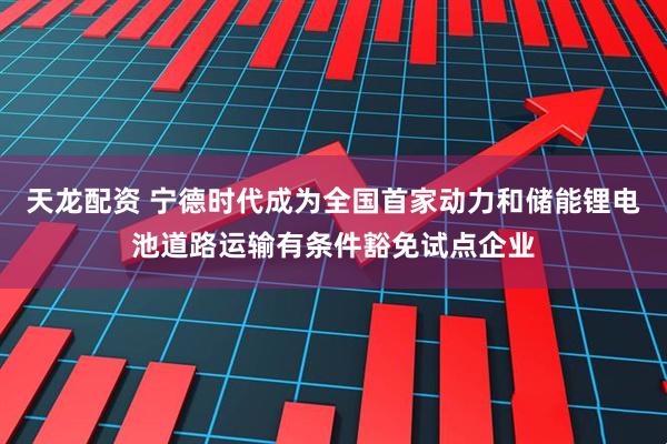 天龙配资 宁德时代成为全国首家动力和储能锂电池道路运输有条件豁免试点企业